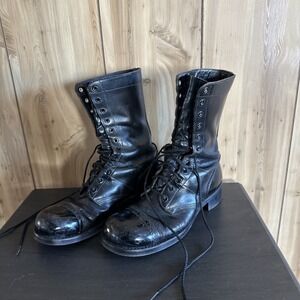 Corcoran Vtg Military Cap Toe Combat Jump Boots Made In USA Sz 9 D Gloss Black